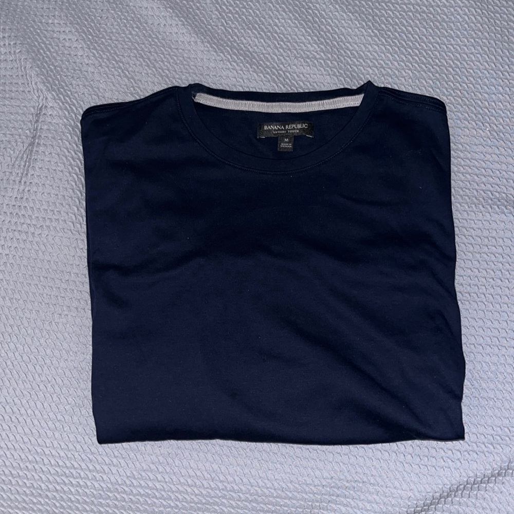 Banana Republic Luxury Touch Long Sleeve Shirt Navy Blue